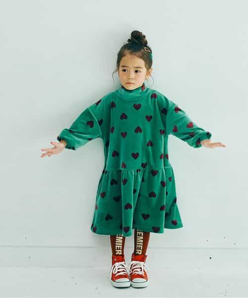 ベロアタッチのメルティ起毛フリースぬくぬくワンピース リンク