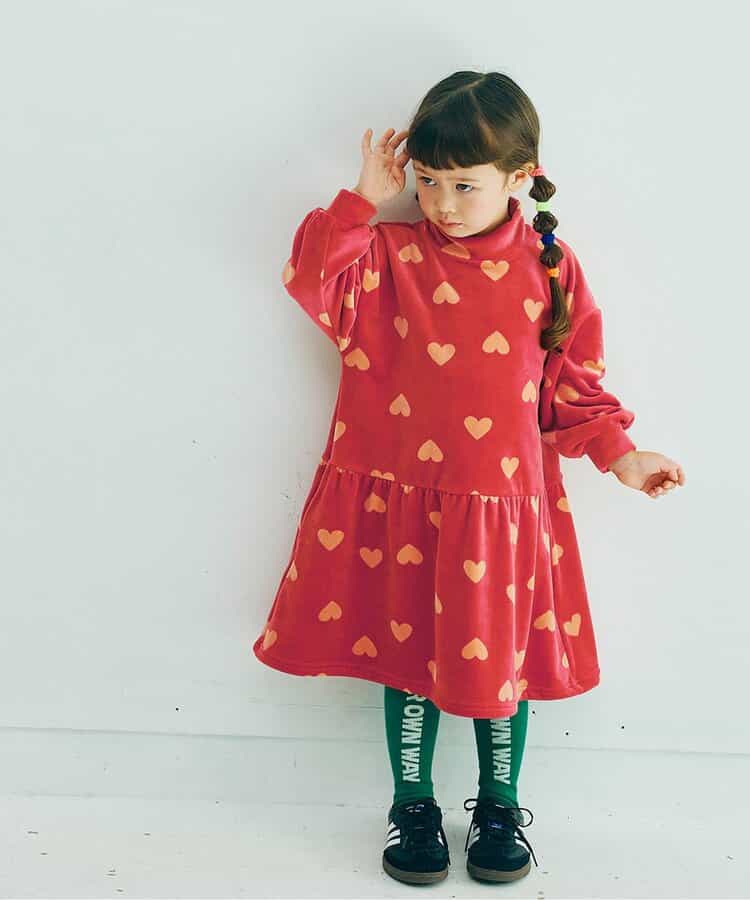 ベロアタッチのメルティ起毛フリースぬくぬくワンピース リンク