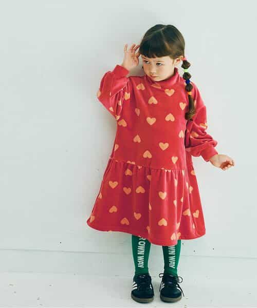 ベロアタッチのメルティ起毛フリースぬくぬくワンピース リンク