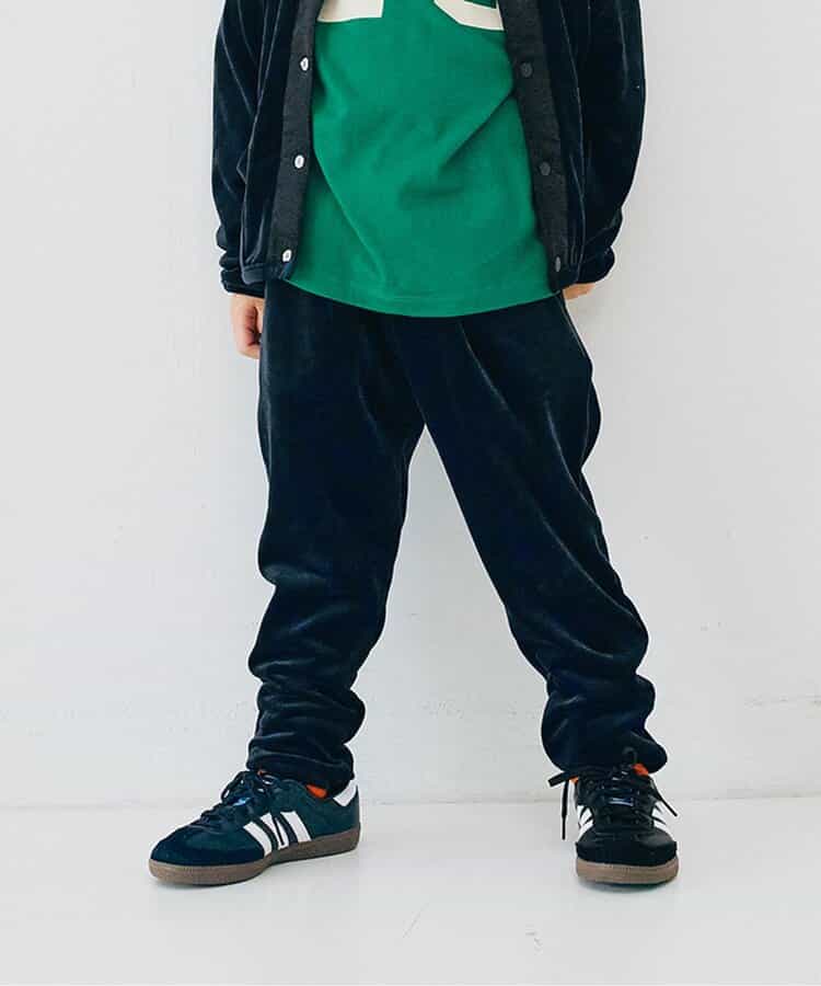 ベロアタッチのメルティ起毛フリースぬくぬくタックパンツ リンク