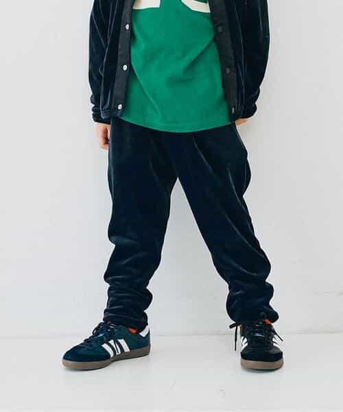 ベロアタッチのメルティ起毛フリースぬくぬくタックパンツ リンク