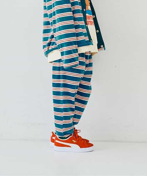 ベロアタッチのメルティ起毛フリースぬくぬくタックパンツ リンク