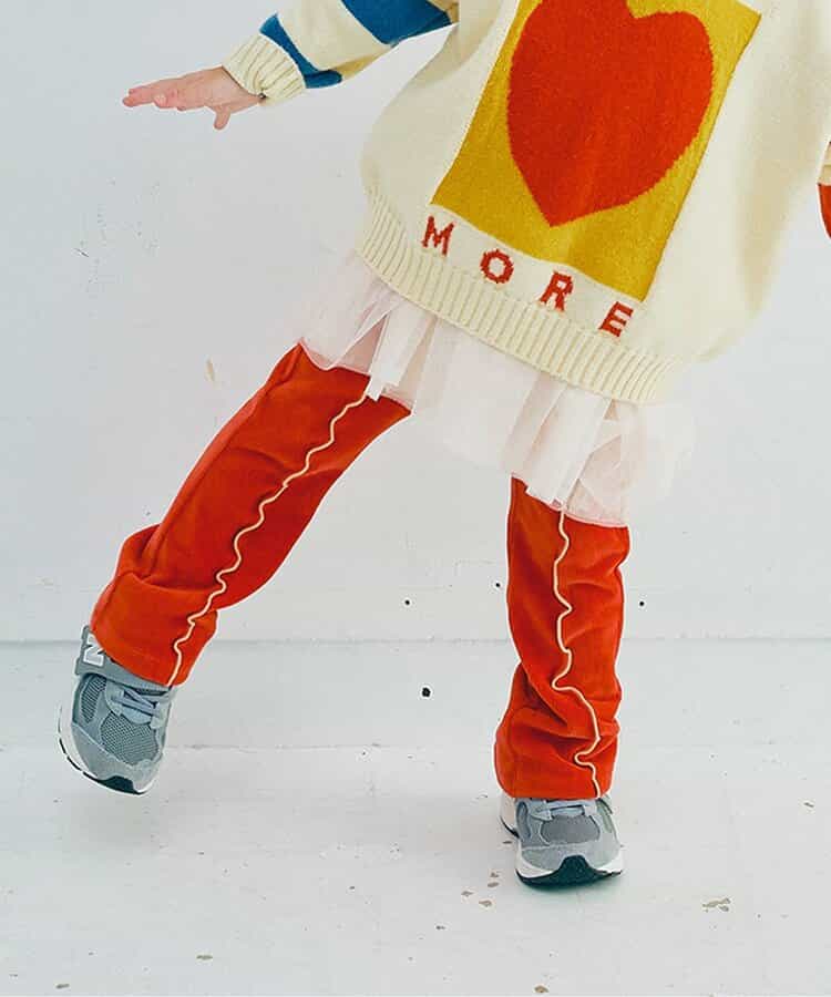 配色メロウストレッチニットコールパンツ