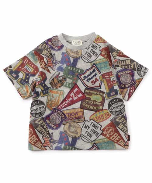 ★SALE★ワッペンコラージュ総柄Tシャツ