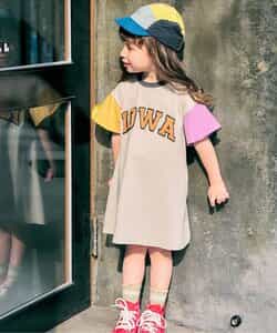 ☆3/19(木)21時～3点10％OFF☆【リンク】GIRLS　ロゴアップリケワンピース