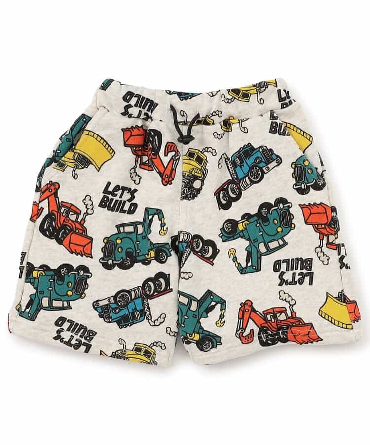 働く車総柄ショーツ  5分丈