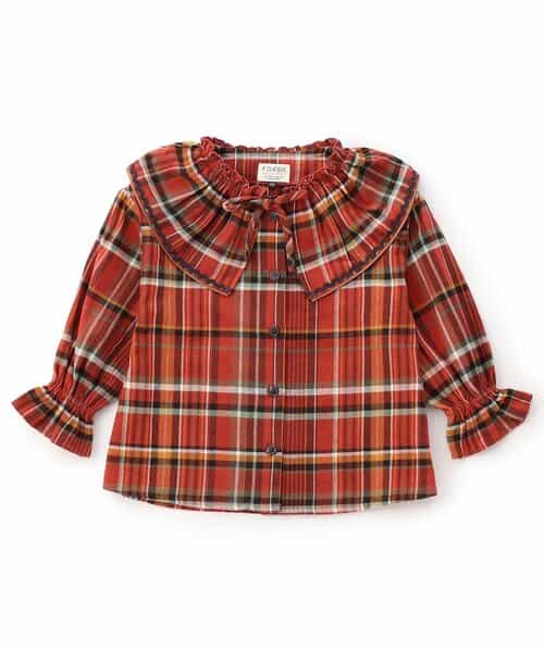 Girls 先染めチェックシャツ