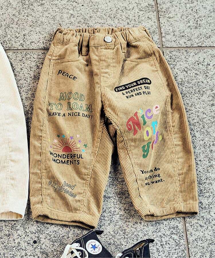 らくがきアート コーデュロイバレルパンツ  10分丈_1008387