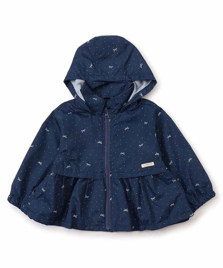 【フードがしまえる】ペプラムウィンドブレーカー_撥水加工