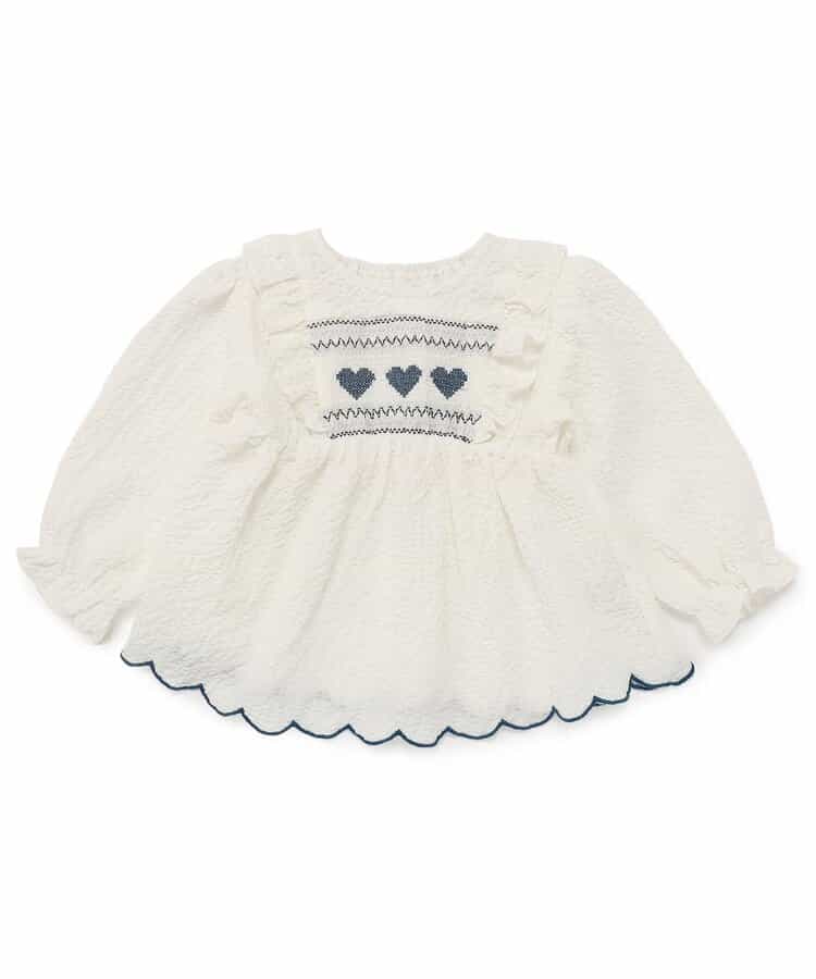 ハートスモッキングチュニックブラウス