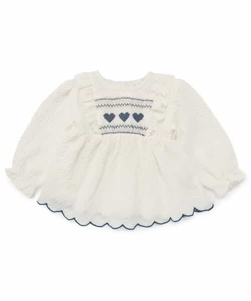 ハートスモッキングチュニックブラウス