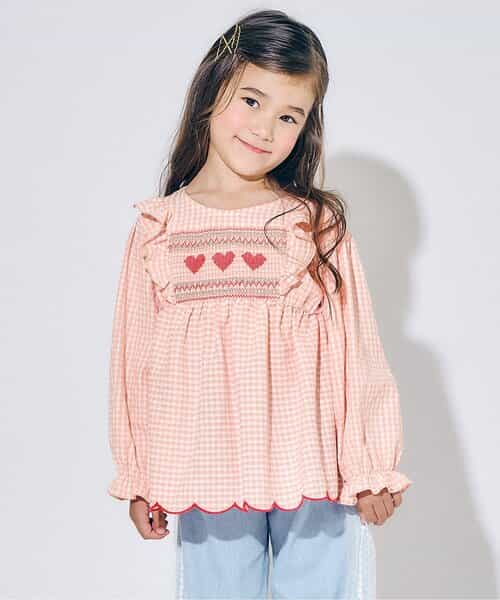 ハートスモッキングチュニックブラウス