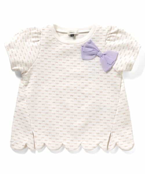☆2/10(火)お昼12:59まで3点10％OFF☆リボン柄ジャガードスカラップT