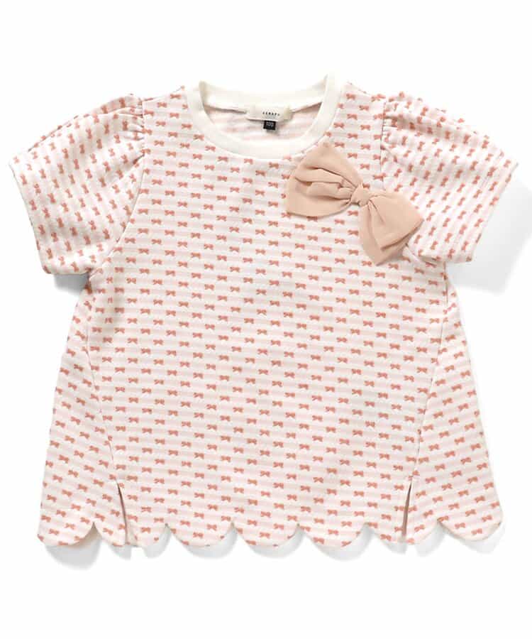 ☆2/10(火)お昼12:59まで3点10％OFF☆リボン柄ジャガードスカラップT