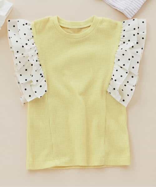★SALE★袖フリルワッフルTシャツ
