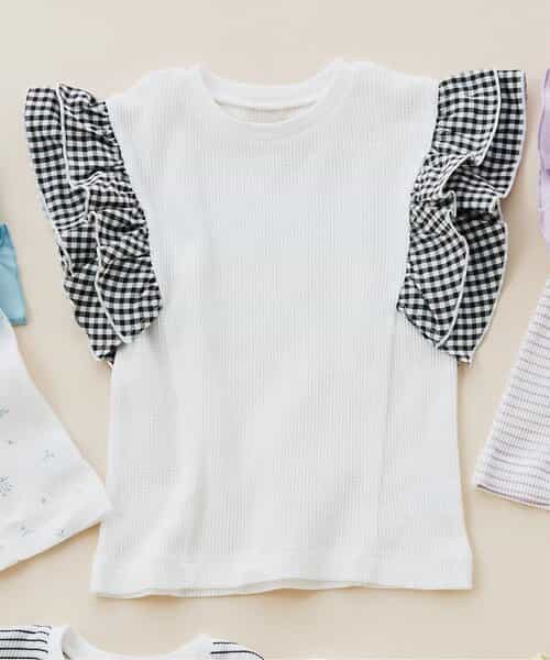 ★SALE★袖フリルワッフルTシャツ