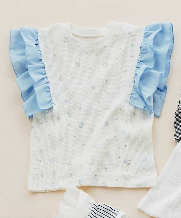 ★SALE★袖フリルワッフルTシャツ