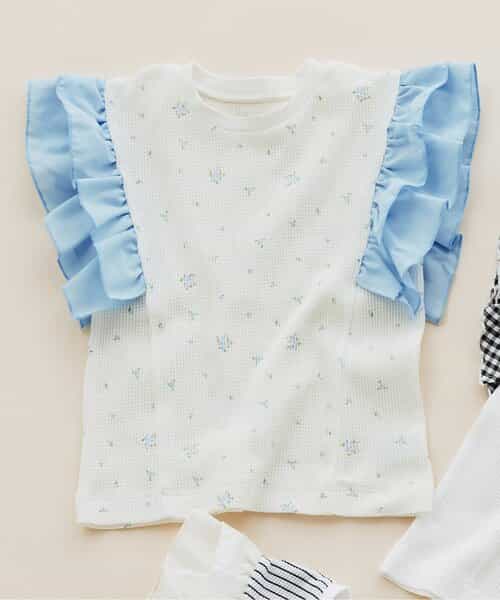 ★SALE★袖フリルワッフルTシャツ