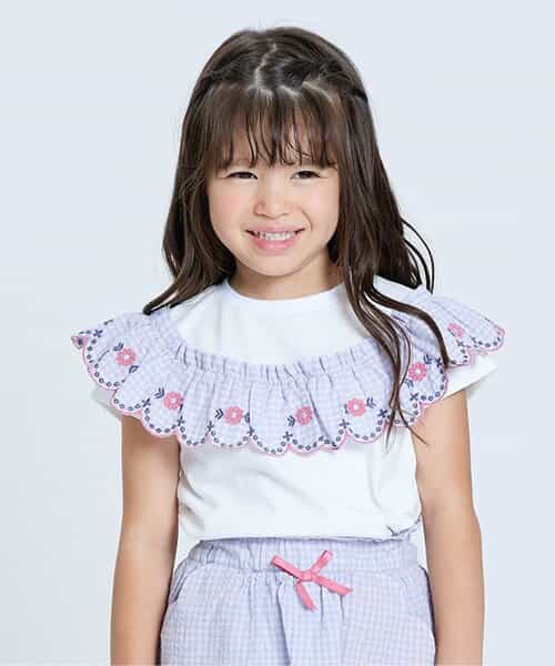 ★SALE★【リンク】ガーリーチェックフリルTシャツ