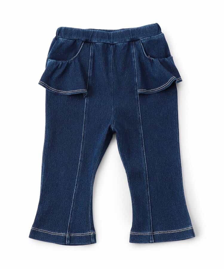 【接触冷感】ウエストフリルスタイルアップパンツ  8分丈