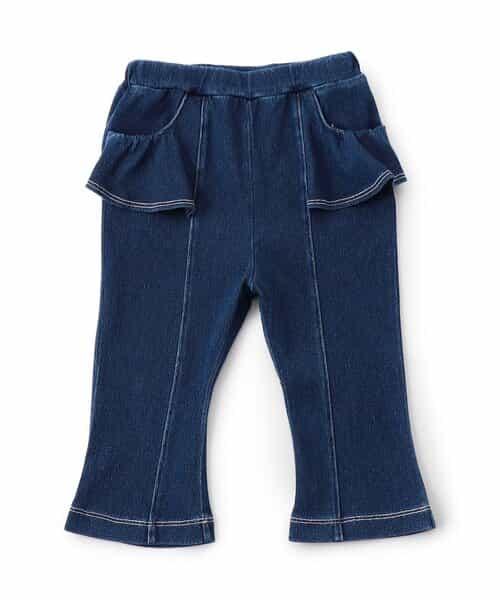 【接触冷感】ウエストフリルスタイルアップパンツ  8分丈