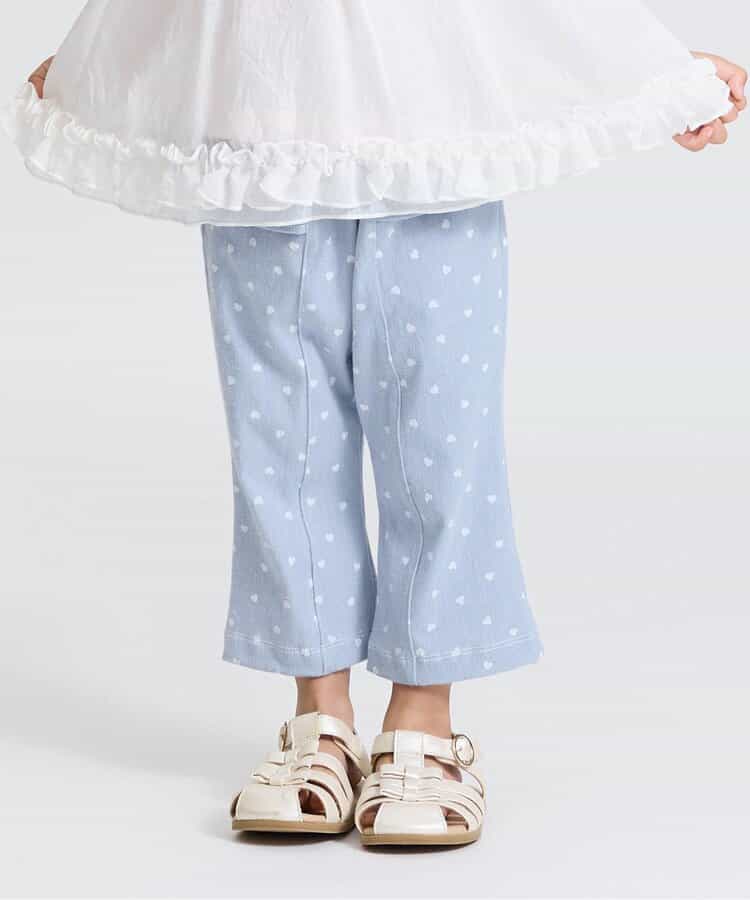 【接触冷感】ウエストフリルスタイルアップパンツ  8分丈