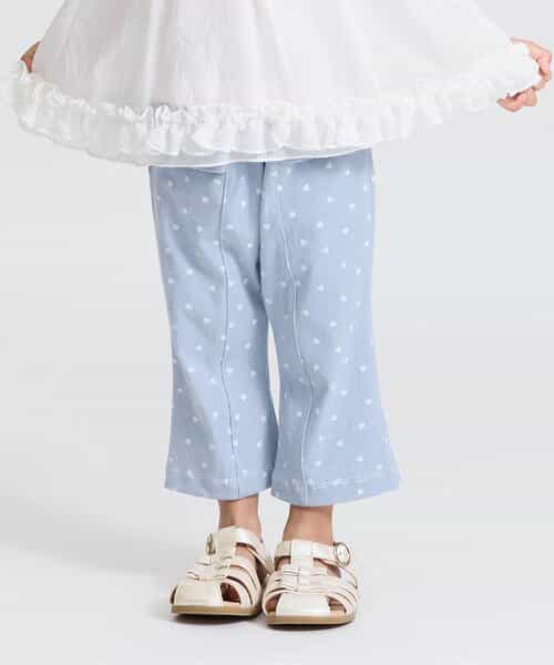 【接触冷感】ウエストフリルスタイルアップパンツ  8分丈