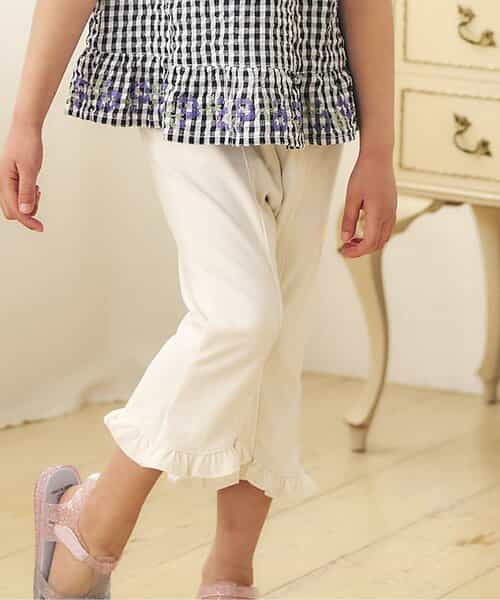 ☆4/28(火)お昼12:59まで3点10％OFF☆【接触冷感】裾フリルパンツ  8分丈