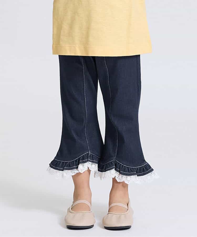 【接触冷感】裾フリルパンツ  8分丈