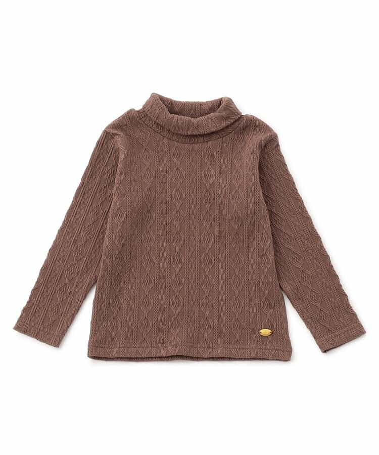 ケーブルジャガードハイネックトップス