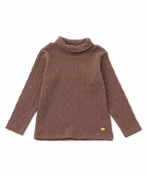ケーブルジャガードハイネックトップス