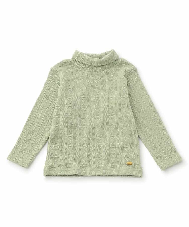 ケーブルジャガードハイネックトップス