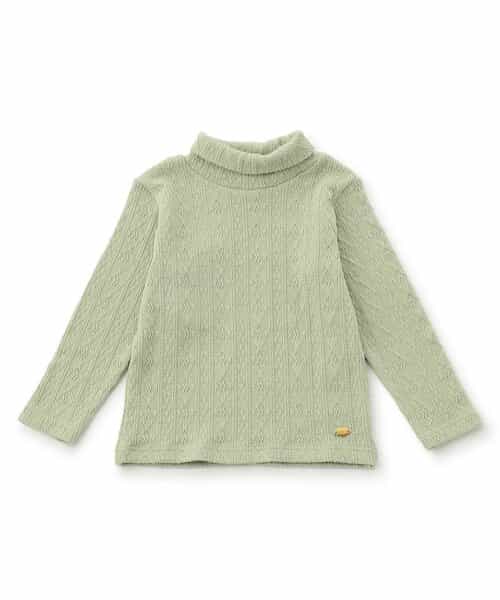 ケーブルジャガードハイネックトップス