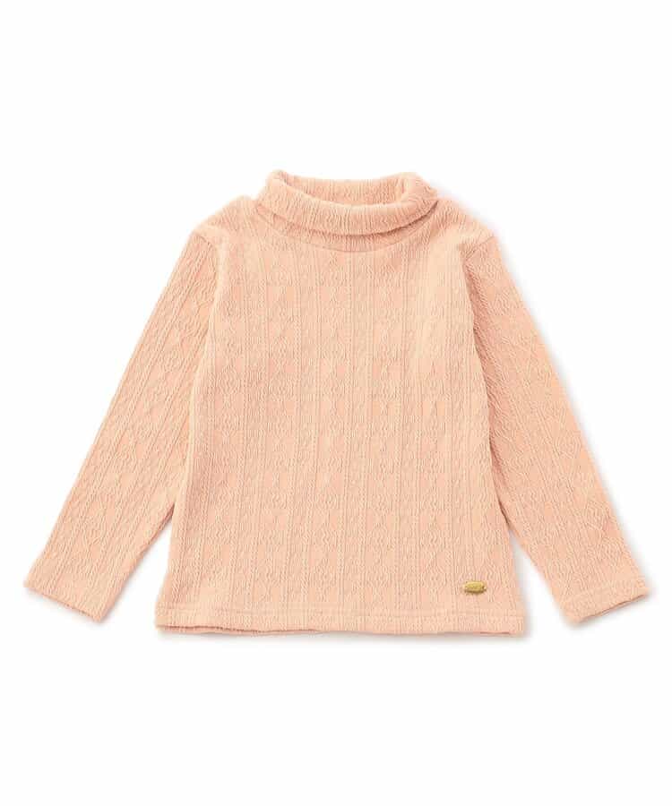 ケーブルジャガードハイネックトップス