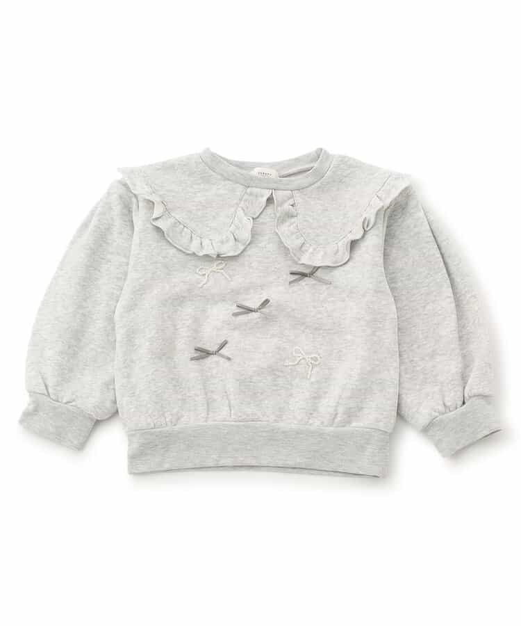 襟付き風パールリボントレーナー