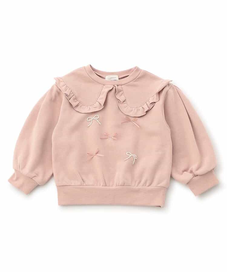 襟付き風パールリボントレーナー