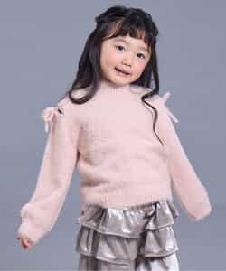 ふわふわ肩あきリボンシャギーニット