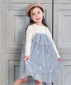 ★SALE★【リンク】リブトップスとチュール刺繍ワンピース２Pセット