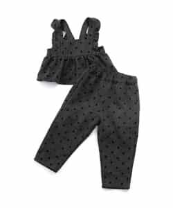 ドット柄サロペット風セットアップ  10分丈