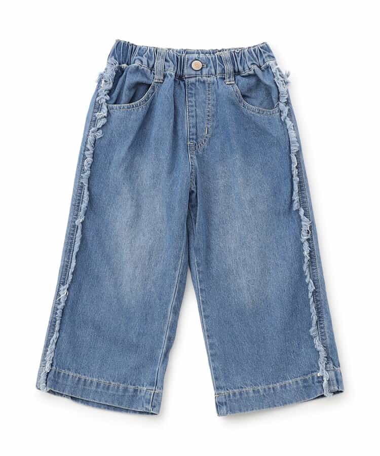 フリンジ付きデニム  10分丈