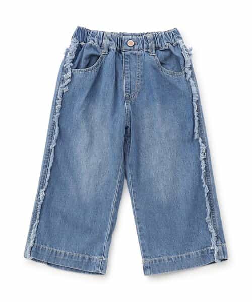 フリンジ付きデニム  10分丈