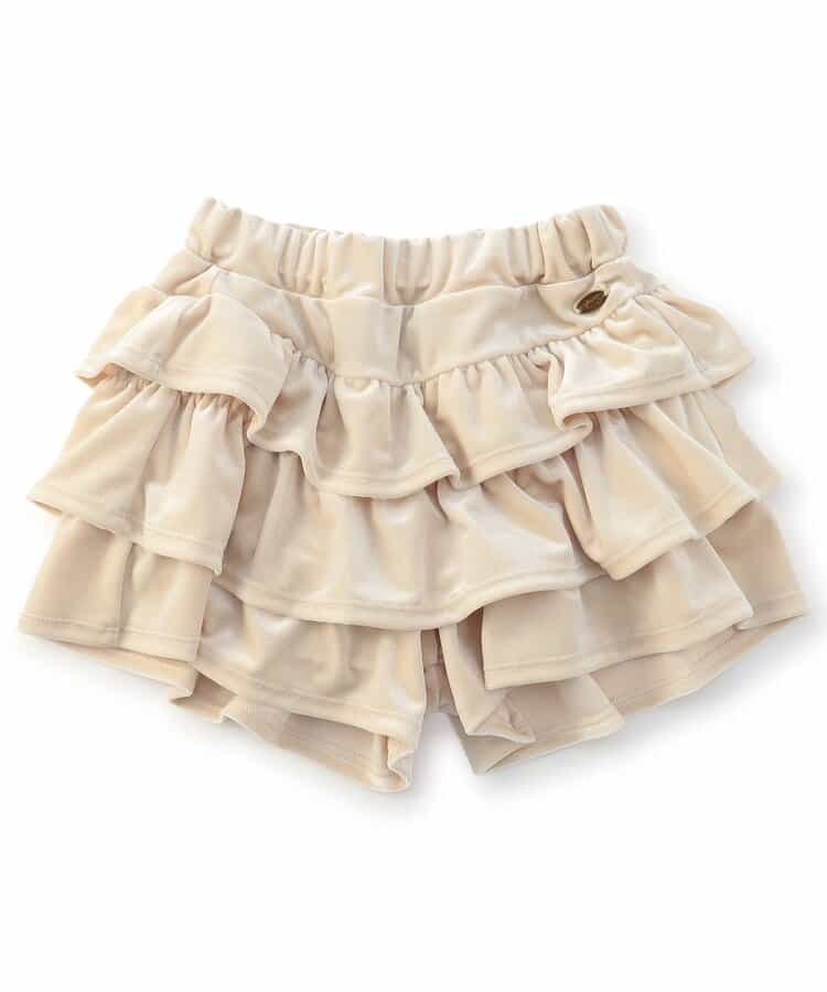 スカート見えベロアティアードパンツ  ショート丈