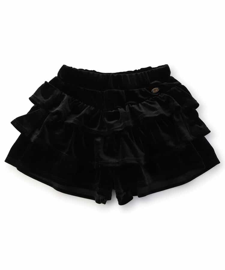 スカート見えベロアティアードパンツ  ショート丈