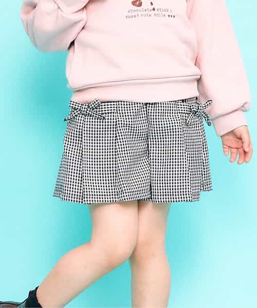 ★SALE★サイドリボンスカート見えプリーツキュロット  ショート丈