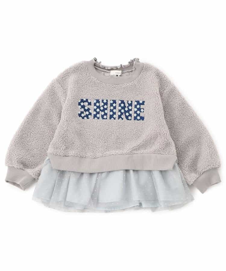 チュール付き刺繍ボアトレーナー