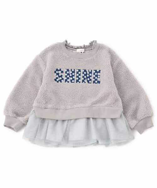 チュール付き刺繍ボアトレーナー