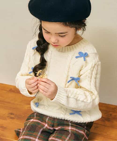 カラバリリボンニットトップス_マシンウォッシャブル