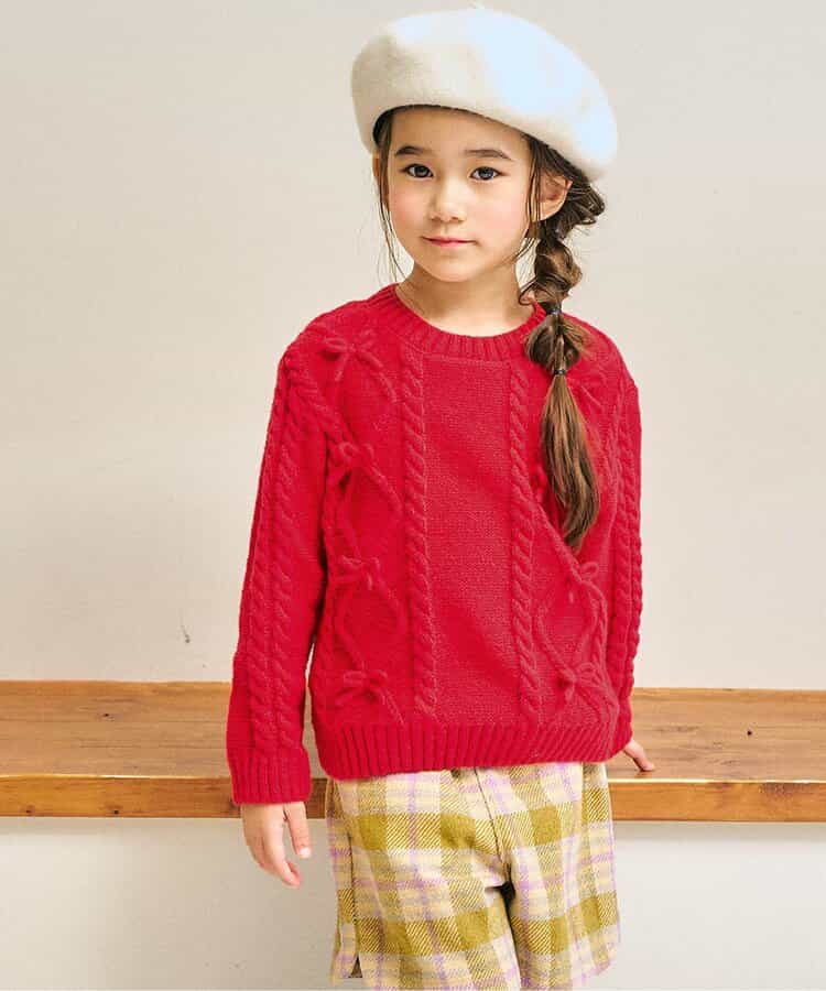 カラバリリボンニットトップス_マシンウォッシャブル