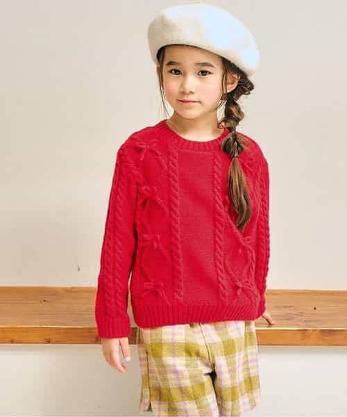 カラバリリボンニットトップス_マシンウォッシャブル