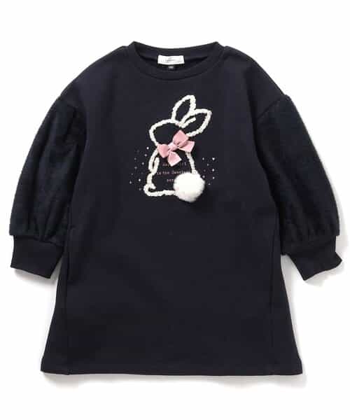 ★SALE★【あったか】モチーフチュニックワンピース_裏シャギー